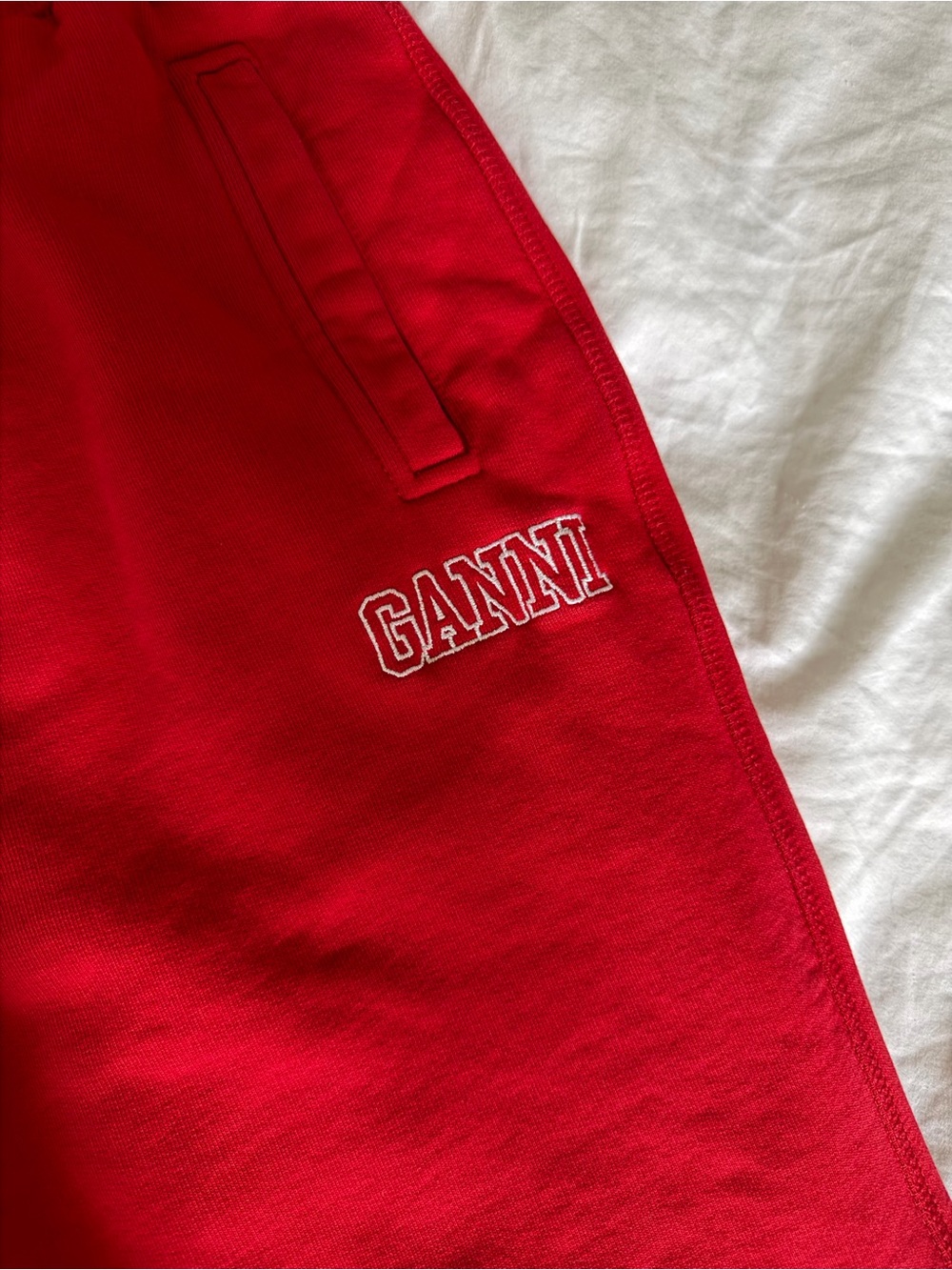 GANNI Red Sweatpants with Drawstring Waist - Picture 2 of 5